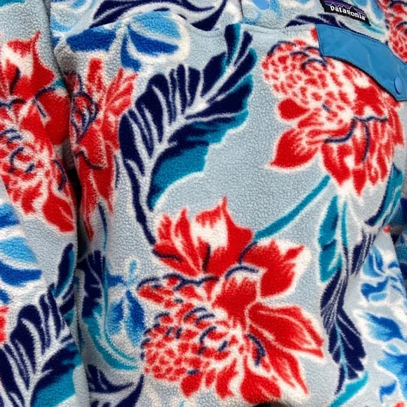 Patagonia Floral Cowl Neck Sweater - Red and Blue - Picture 9 of 9